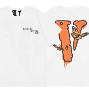 VLONE White and Orange Graphic Tee